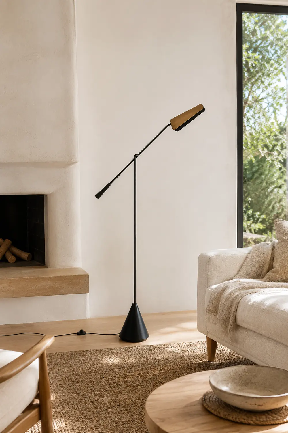 Salgado Minimalist Triangle Head LED Floor Lamp, Marble & Metal - Lumpaz