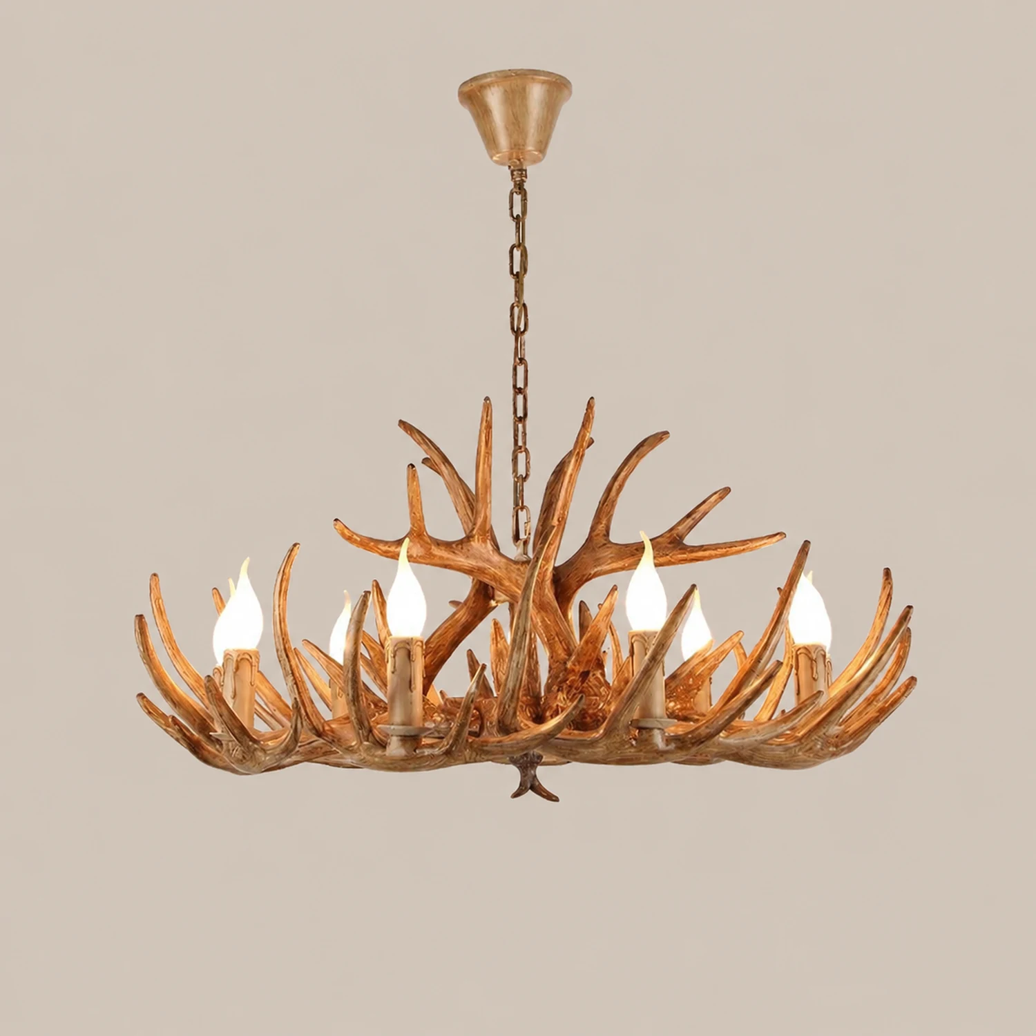 Austin Retro Deer Horn Resin Chandelier White Brown Coffee Living Room - Lumpaz