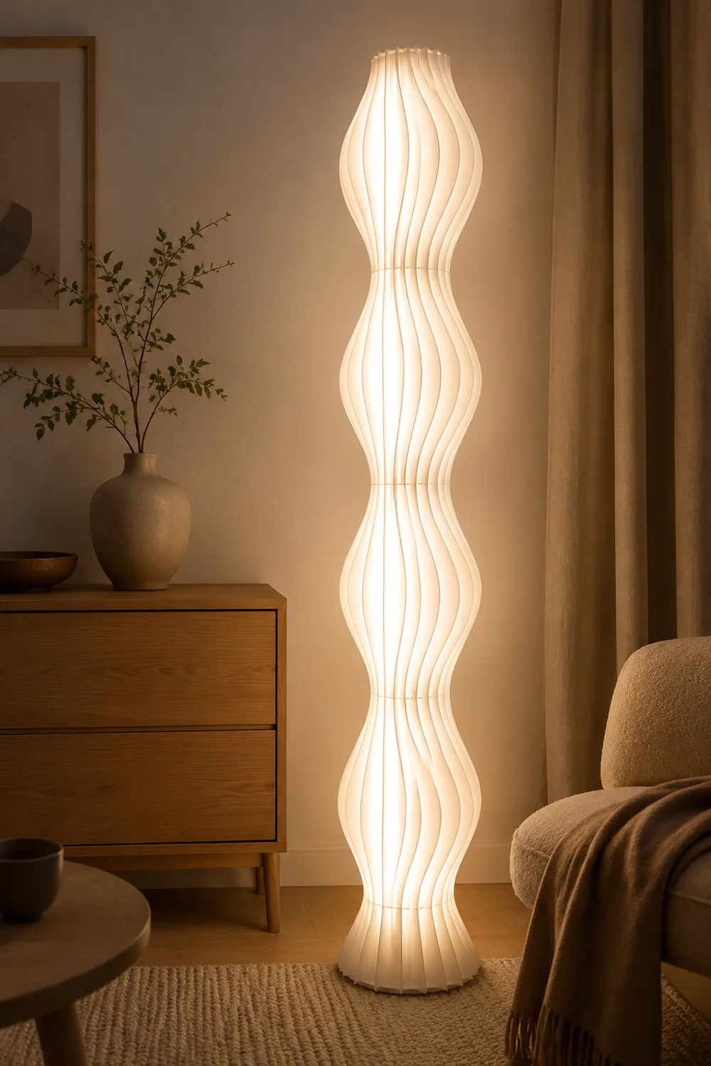 Salgado Artistic Pleated Acrylic Floor Lamp White - Lumpaz