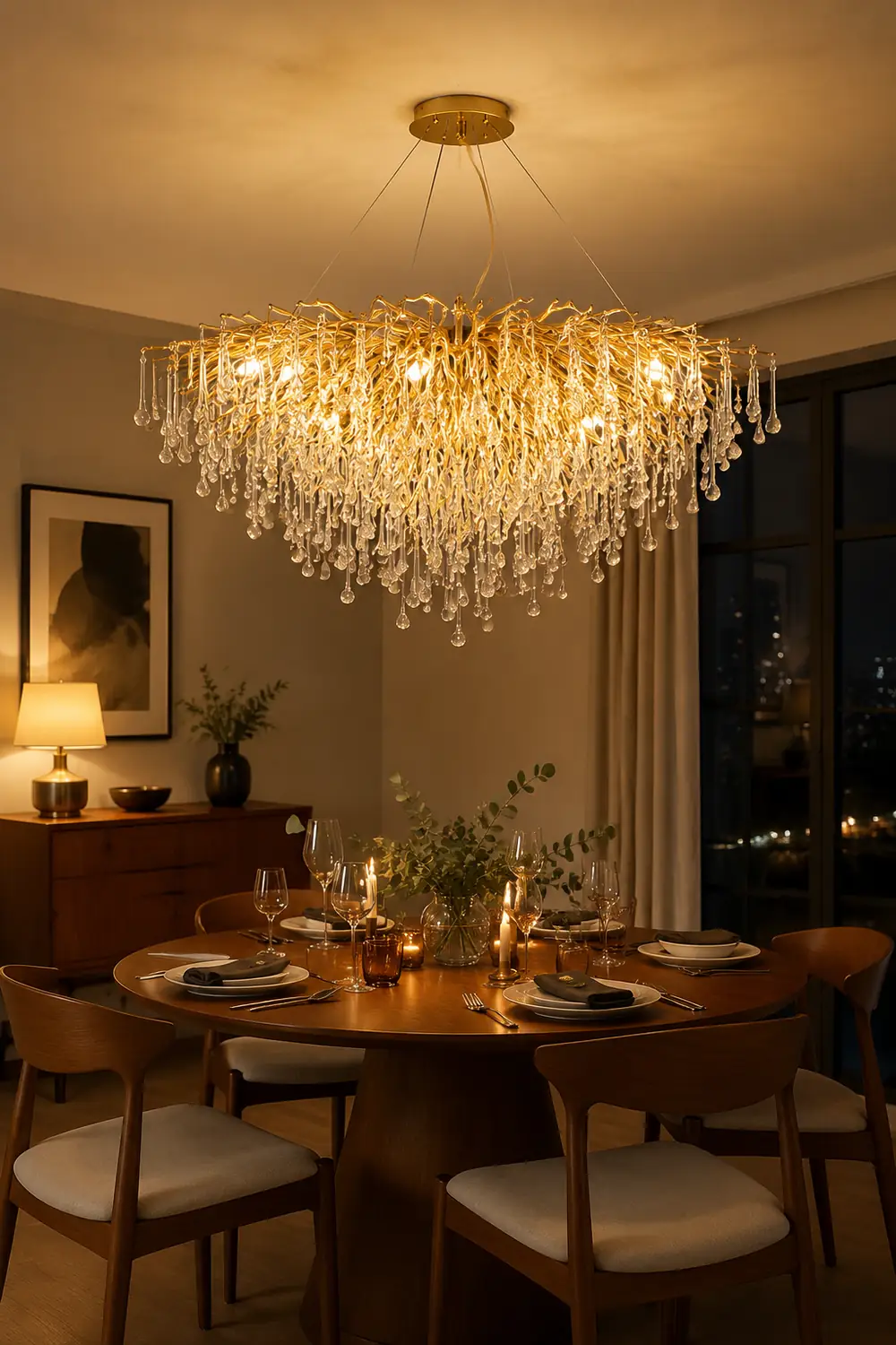 Colon Pendant Light Tassel Luxury, Metal/Crystal, Gold, Bedroom - Lumpaz