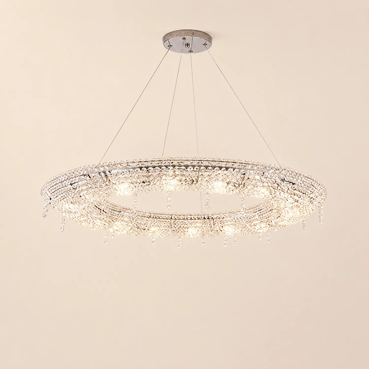 Kristy Luxury Round Crystal Pendant Light for Living Room/Dining Room - Lumpaz
