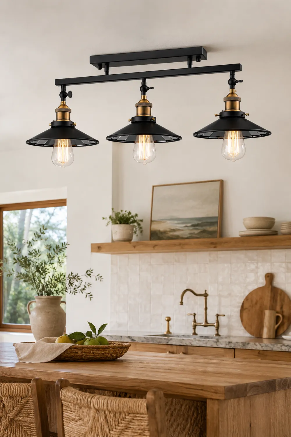 Cooley Retro Metal LED Flush Mount Ceiling Light, Black - Lumpaz