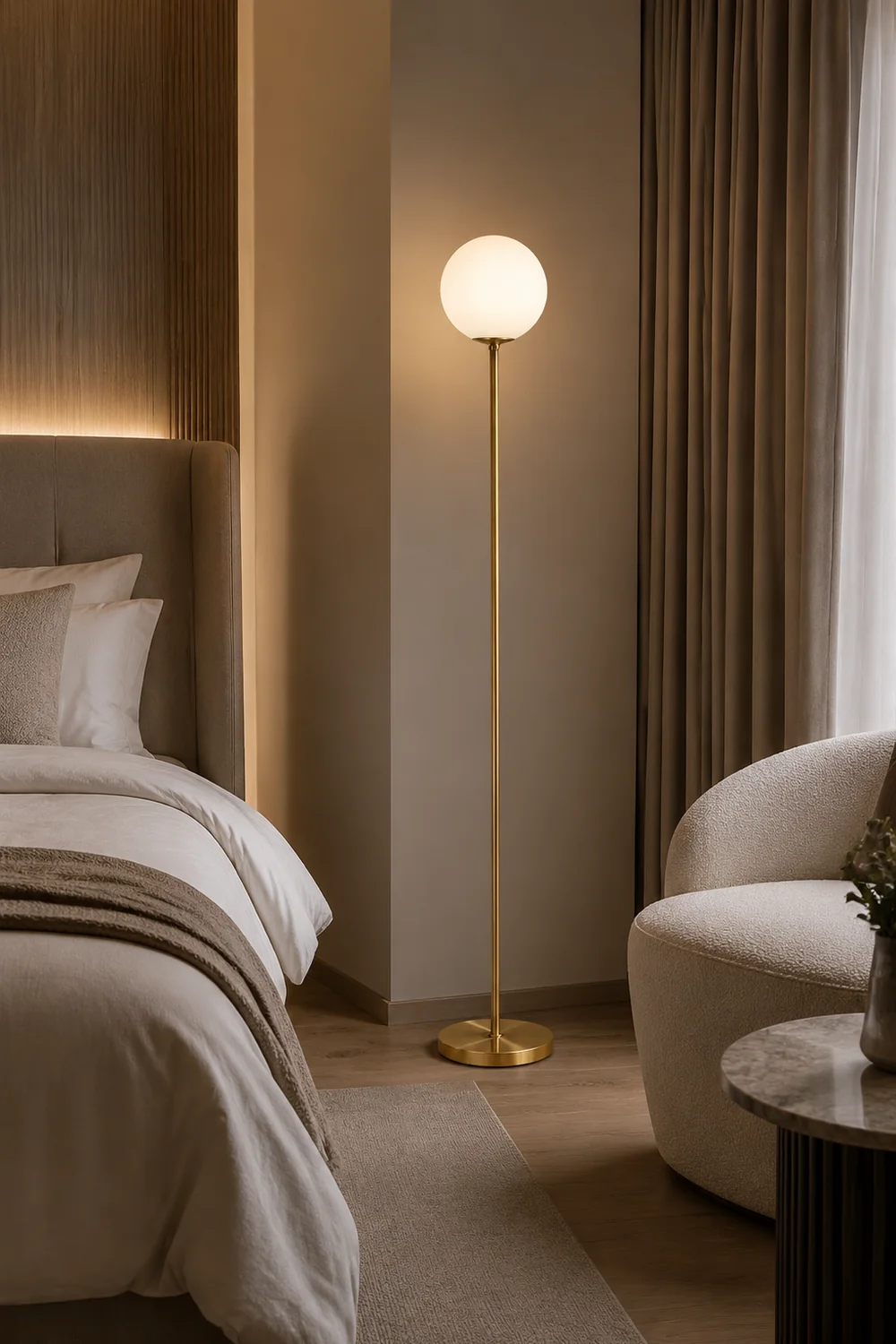 Valentina Simple Single Glass Bubble Floor Lamp - Lumpaz