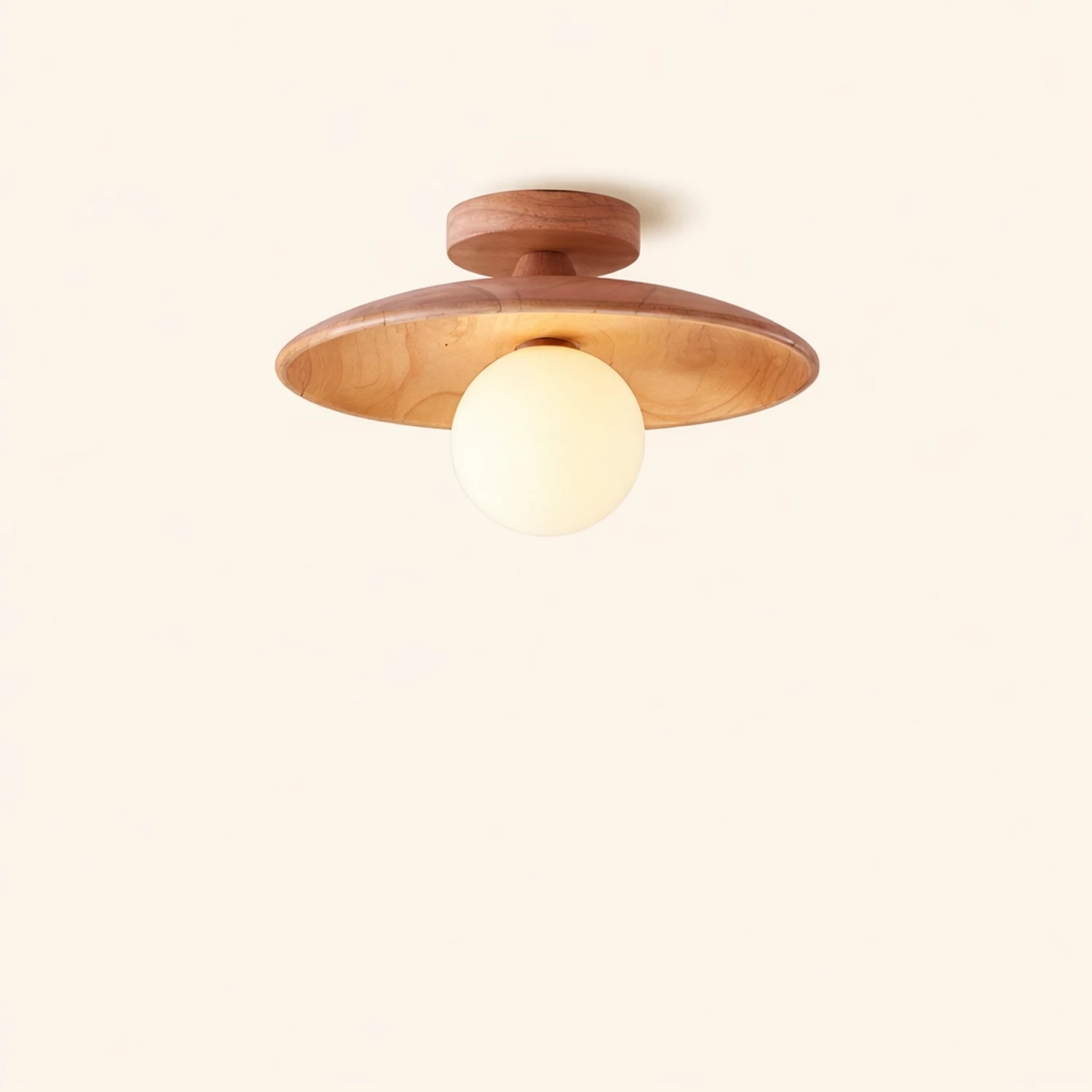 Carins Modern Round Flush Mount Ceiling Light Wood Walnut Bedroom - Lumpaz