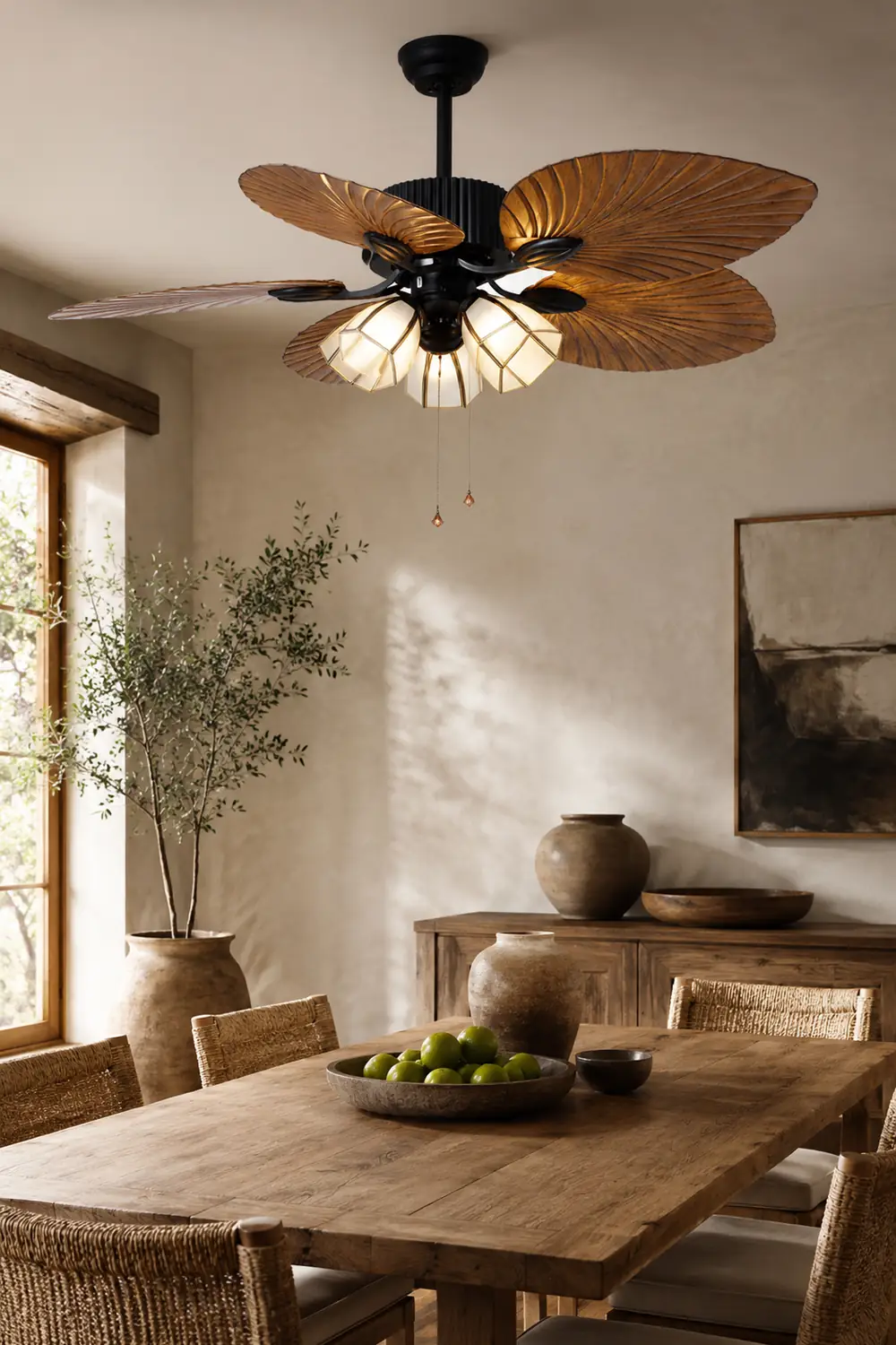 Bella 5-Blade Rustic DC Ceiling Fan with Light, Summer, 52'' - Lumpaz