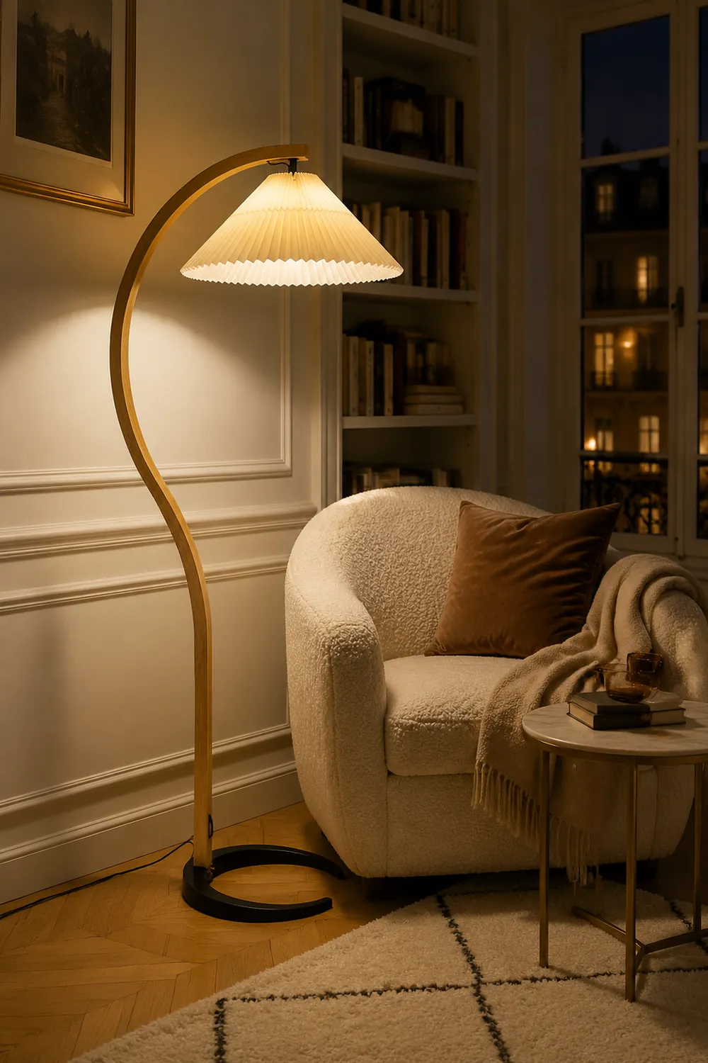 Ozawa Unique LED Beige Floor Lamp Wood/Metal Bedroom/Living Room - Lumpaz