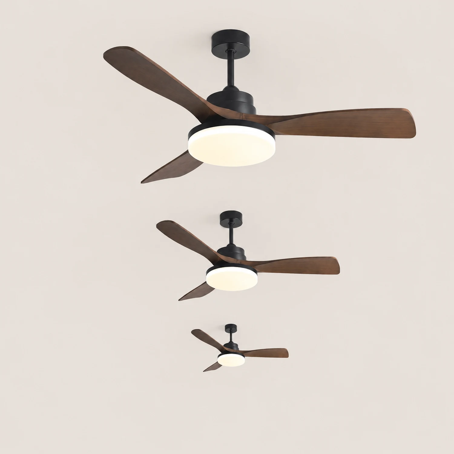 Haydn 5-Blade DC Ceiling Fan with Light, Summer, Black & Wood, 52'' - Lumpaz