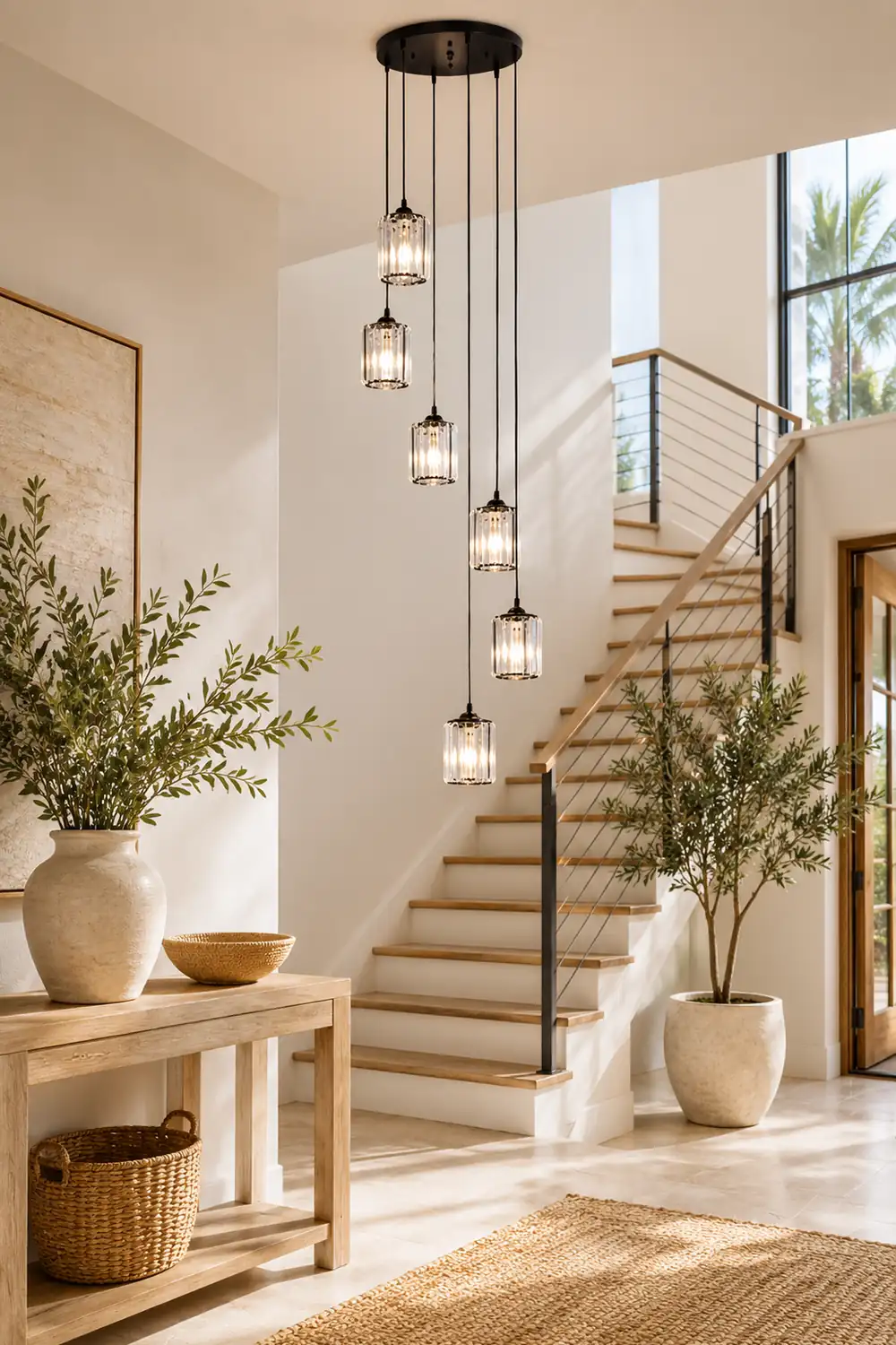 Kristy Modern Minimalist Metal/Glass Chandelier Black Living Room - Lumpaz
