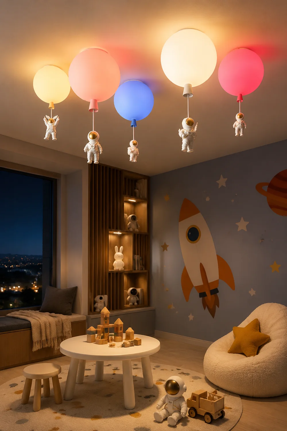 Fateh Astronaut Balloon Flush Mount Ceiling Light 8 Color Bedroom - Lumpaz