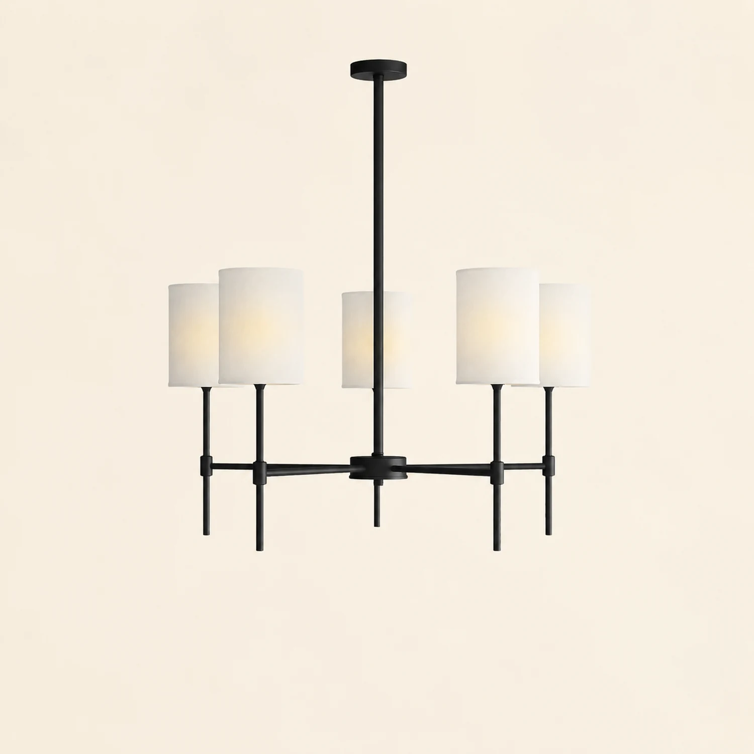 Silva Modern LED Chandelier Black/Gold Metal/Fabric Bedroom/Living Room - Lumpaz