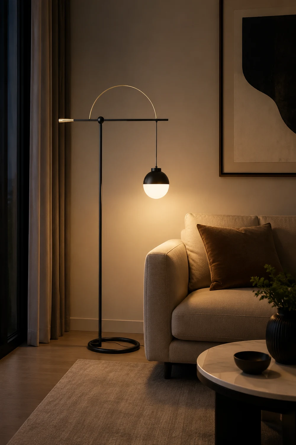 Valentina Modern Nordic Curved Bubble Metal/Glass Floor lamp, Black - Lumpaz