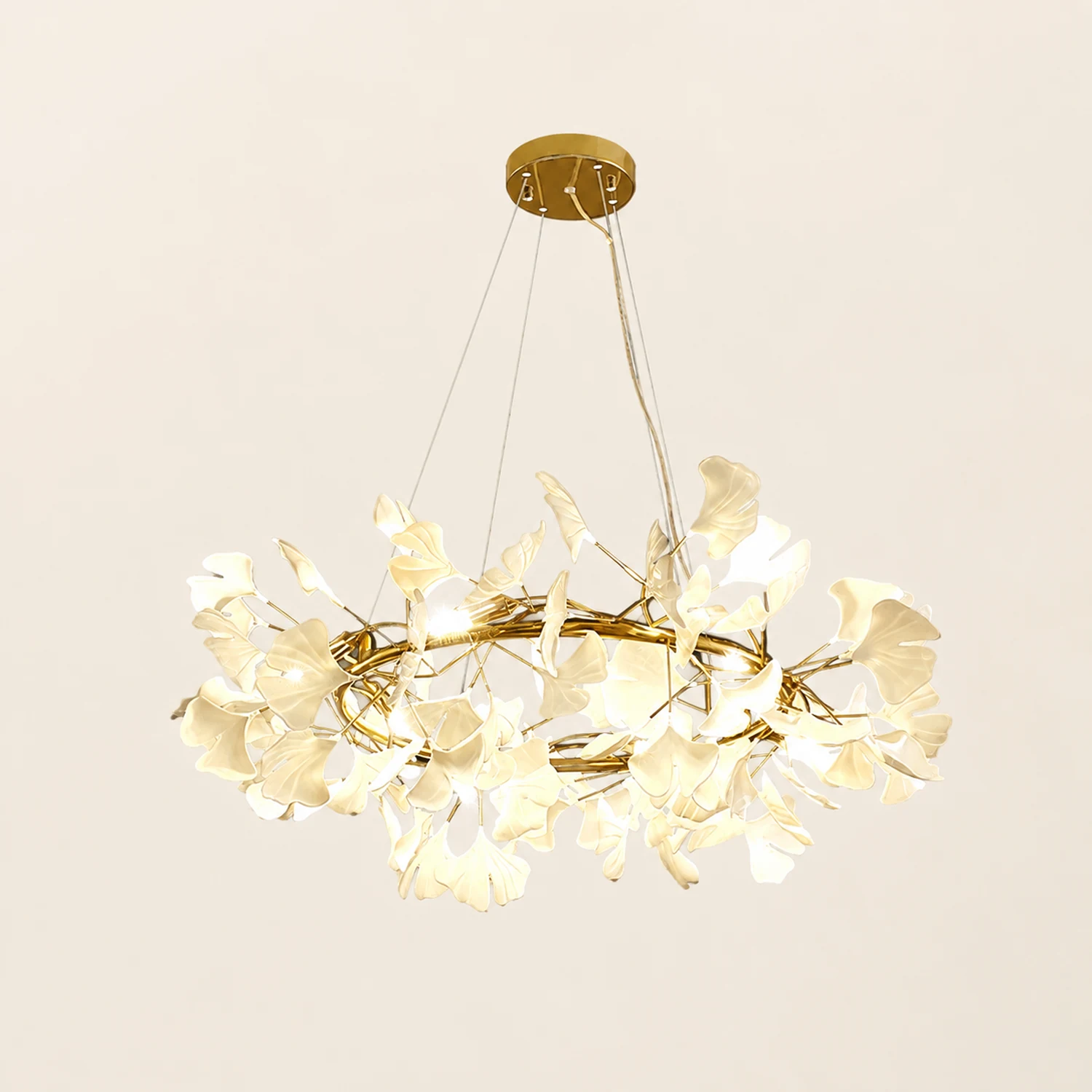 Ophelia EarthenGlo Modern Kitchen White Art Deco Chandelier, Metal & Ceramic - Lumpaz