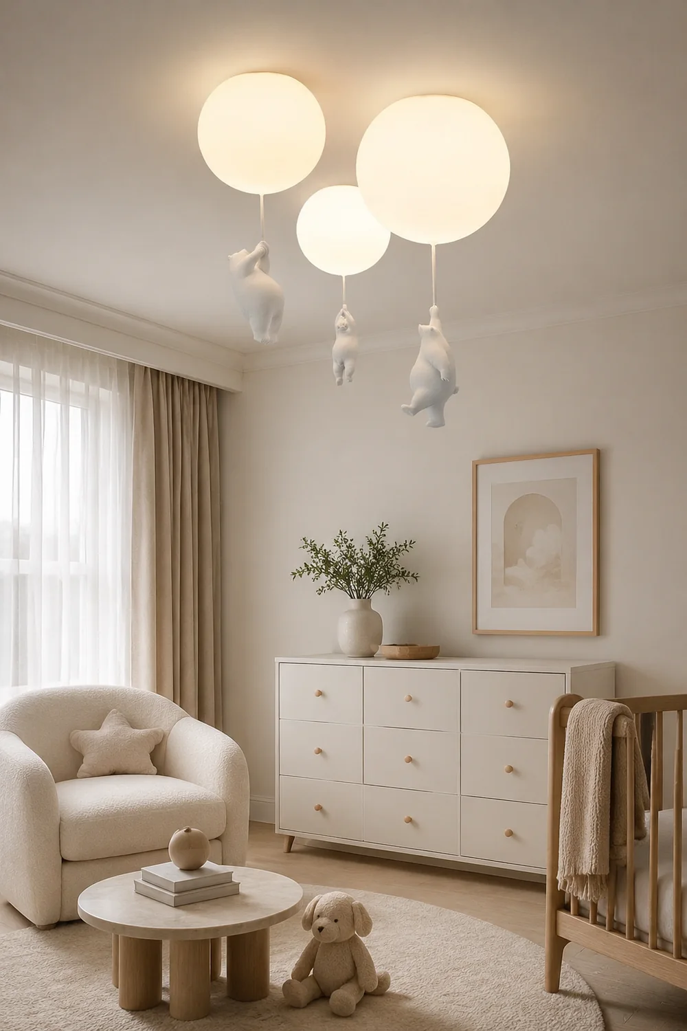 Fateh Bear Balloon LED Flush Mount Ceiling Light 3 Style White - Lumpaz