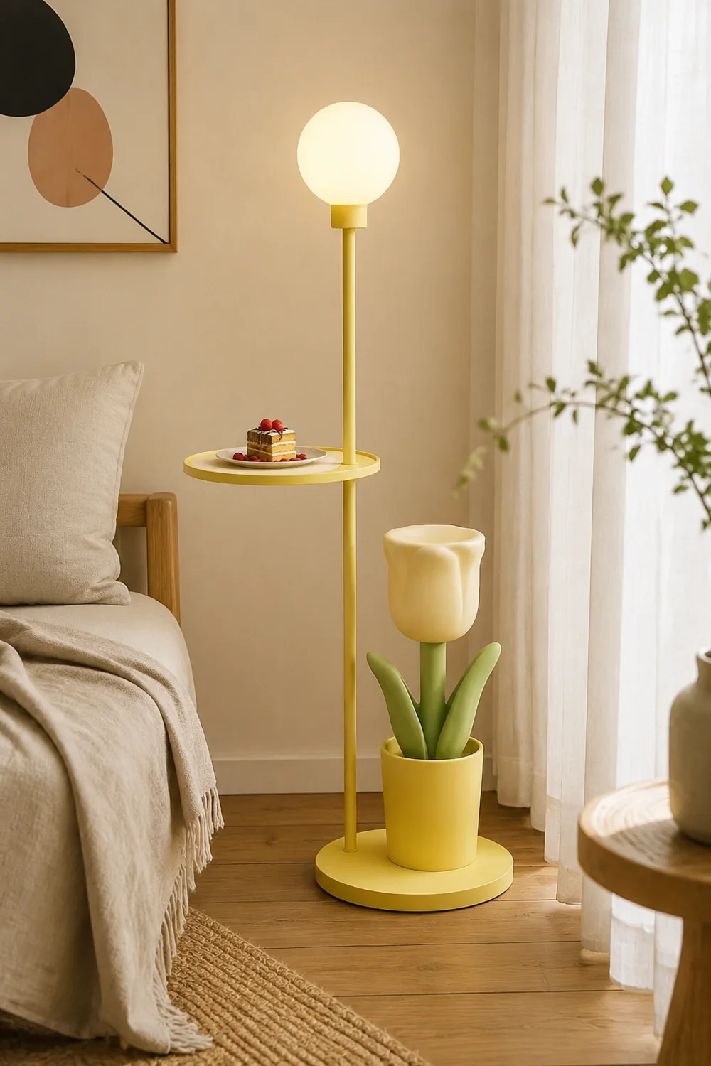 Lily Modern Floor Lamp Pink/Yellow/Purple Metal/Glass Bedroom - Lumpaz