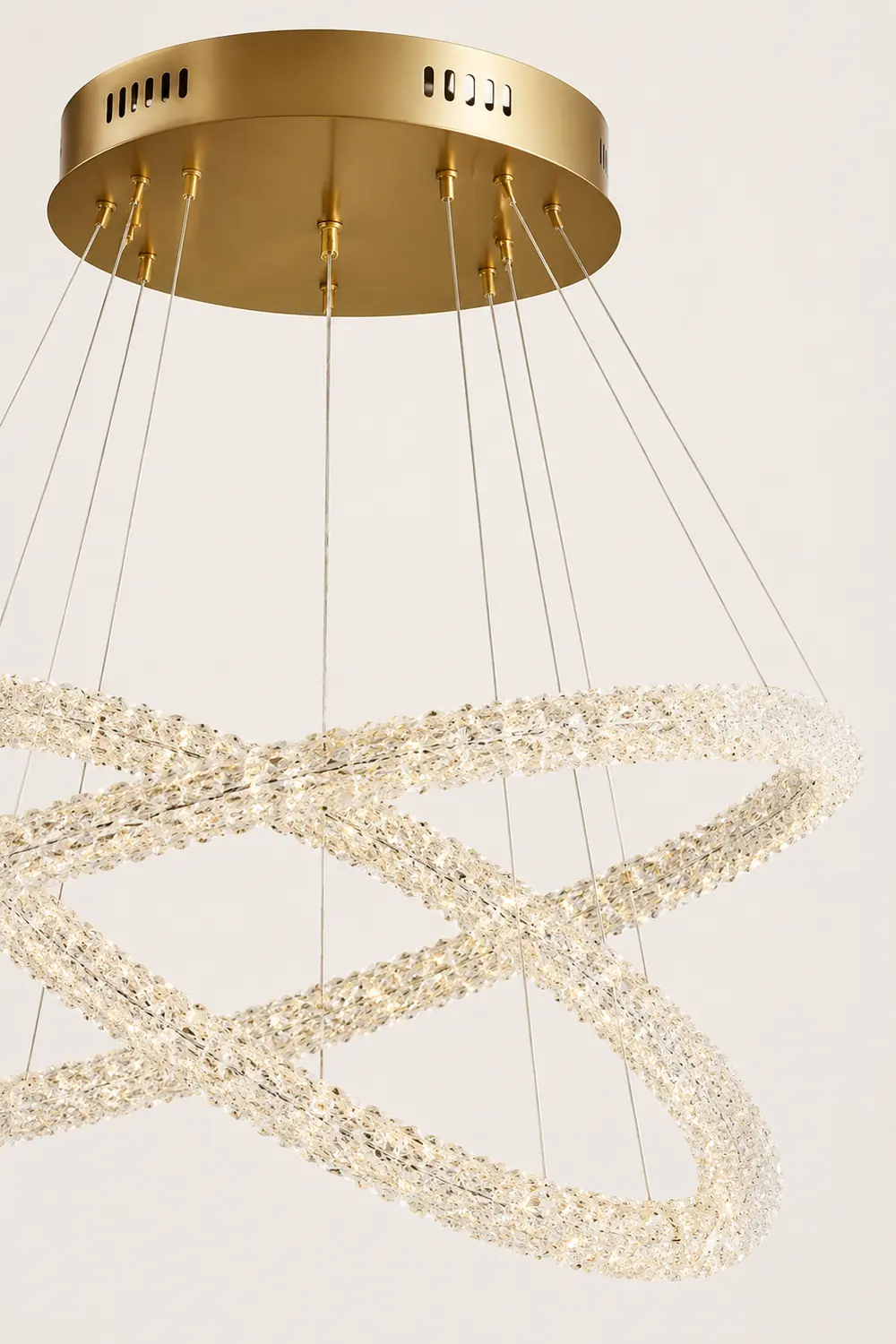 Kristy Art Deco Chandelier, Metal & Crystal, 1/2/3 Ring - Lumpaz