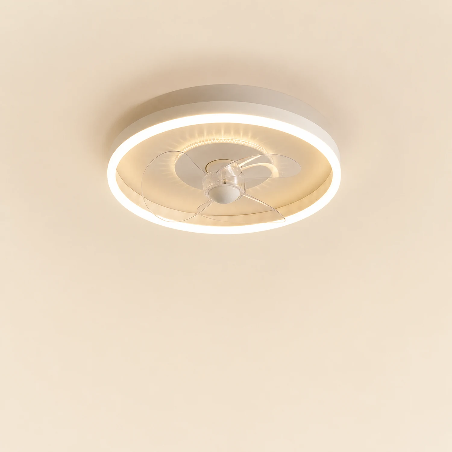 Quinn White Double-light Ceiling Fan with Light, DIA 15.7"/19.7" - Lumpaz