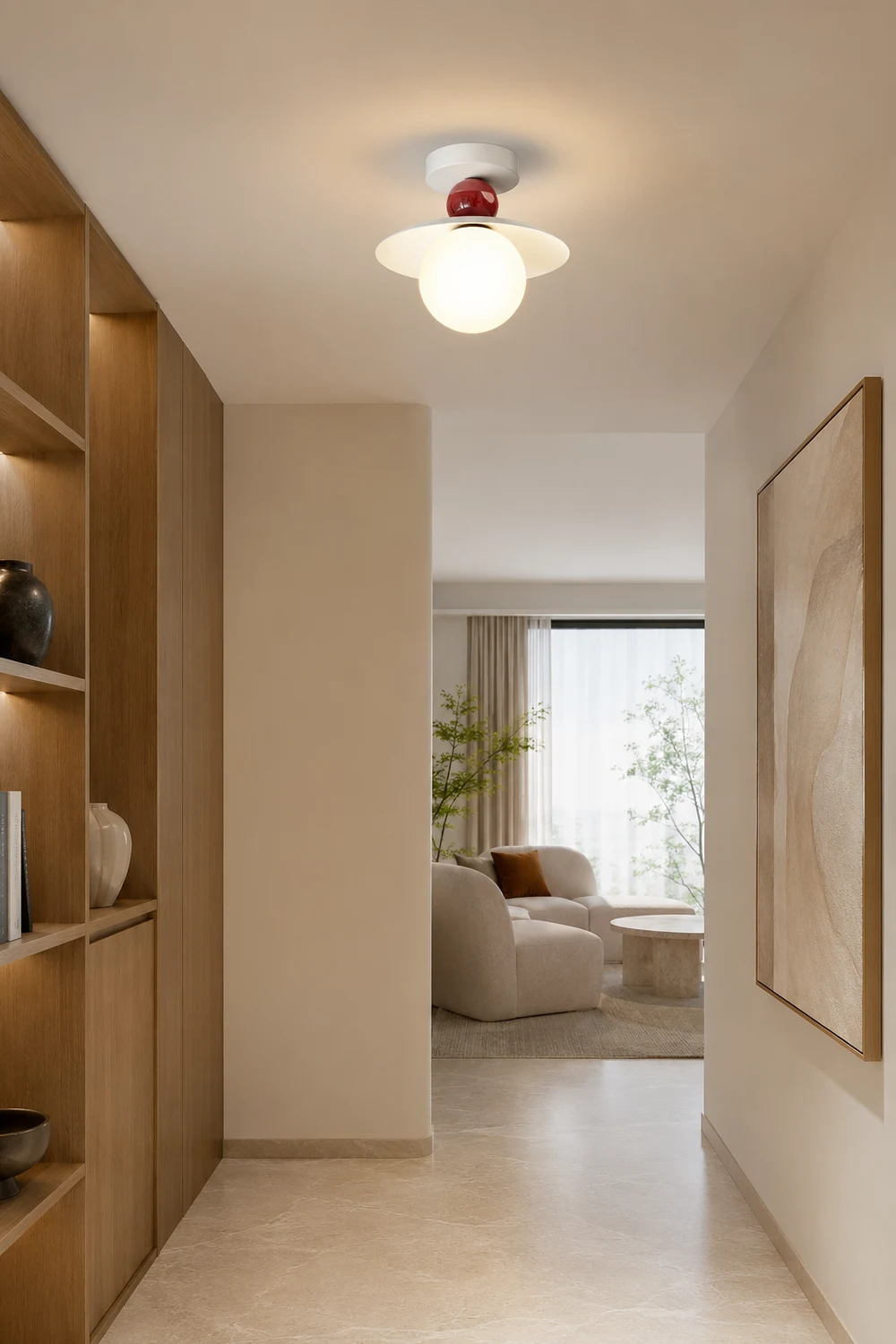 Hailie Modern LED Wall Lights/Ceiling Light Wood/Red Bedroom/Hallway/Living Room - Lumpaz