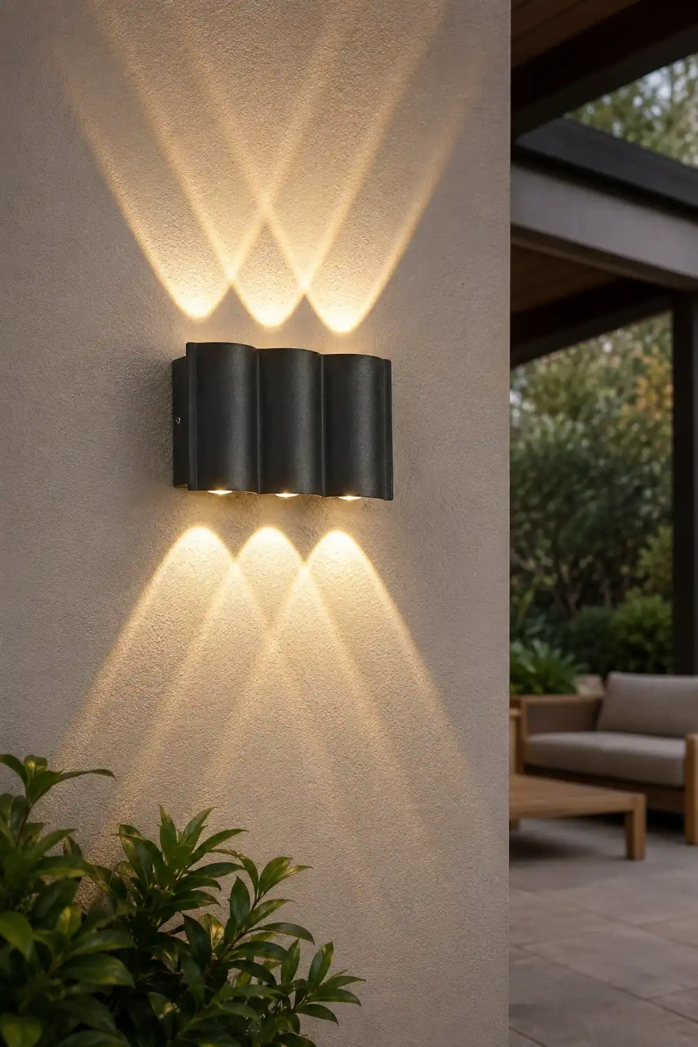 Wave Arc Design Up and Down Lights LED Outdoor Wall Lights - Lumpaz