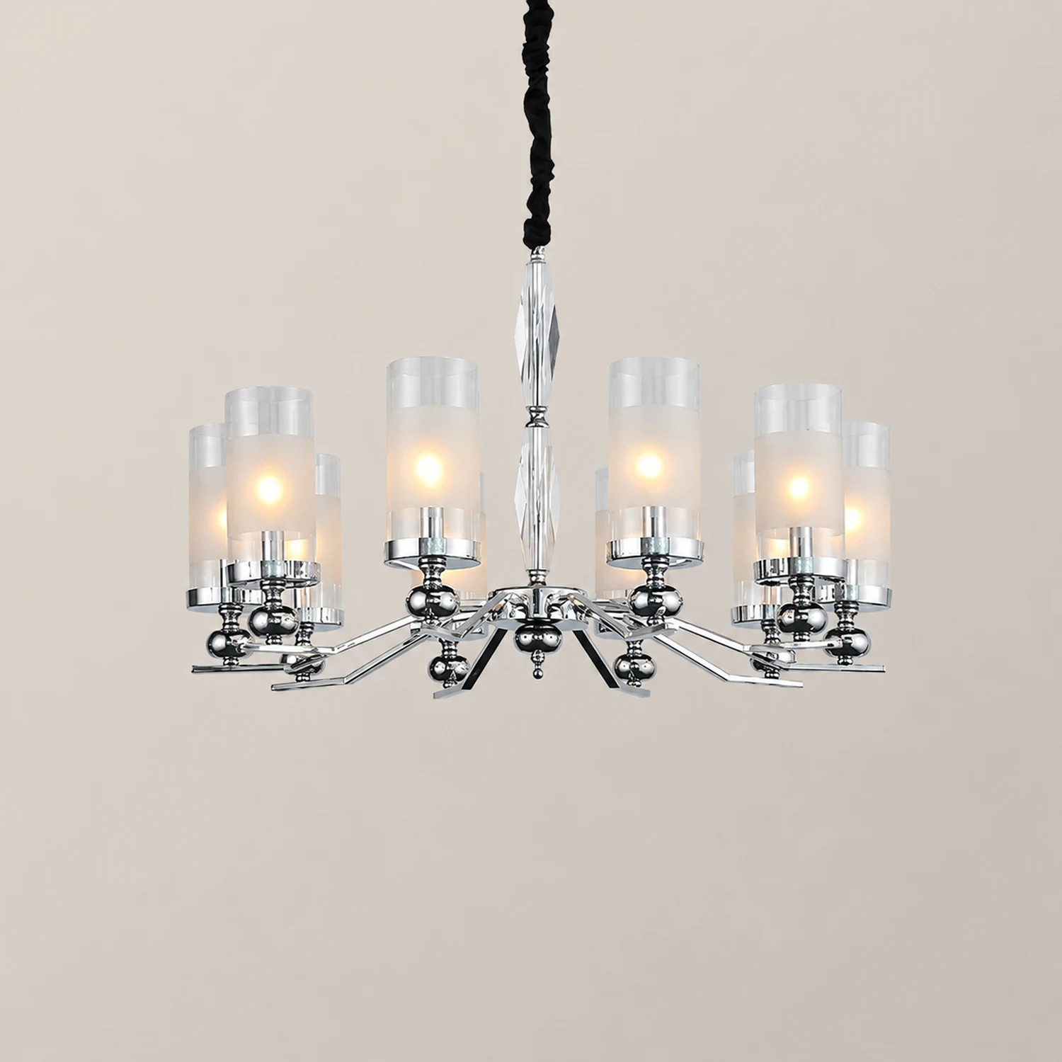 Alessio Retro Silver Metal/Glass Chandelier/Wall Lamp, Living Room - Lumpaz