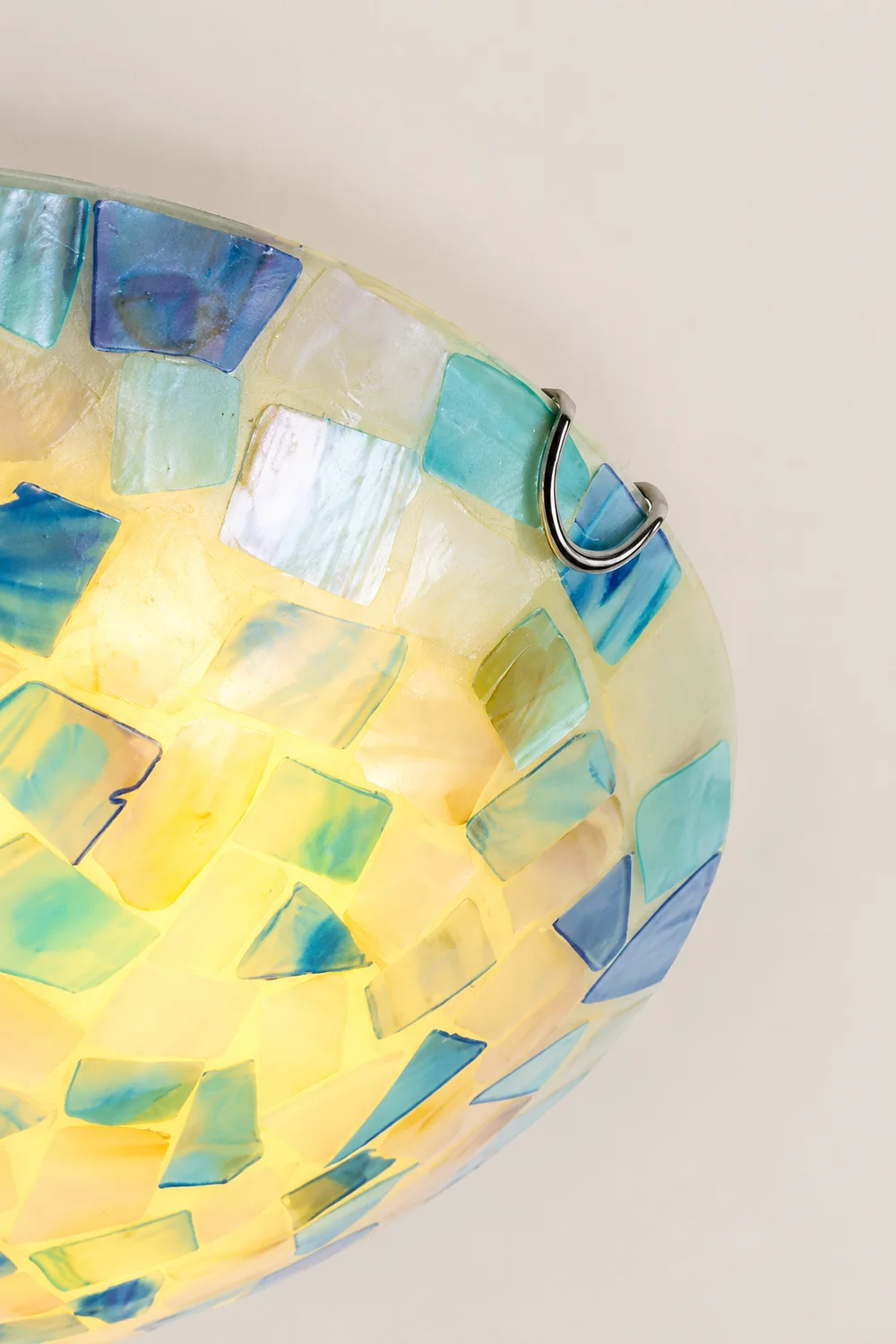 Morandi Modern Semi-Globe Metal/Shell LED Flush Mount Ceiling Light White/Blue/Orange - Lumpaz