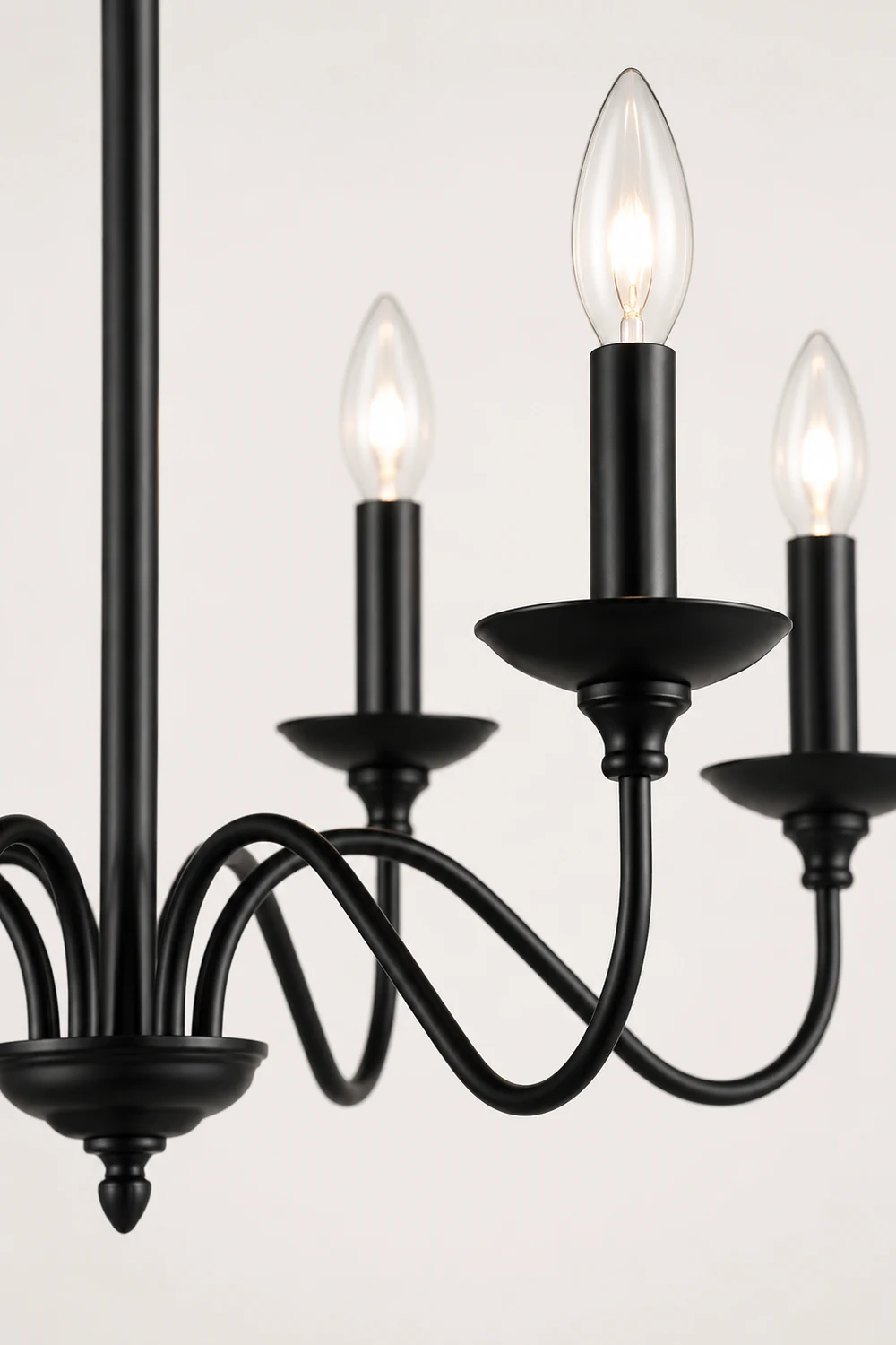 Silva Modern LED Chandelier Black Metal Bedroom Living Room - Lumpaz