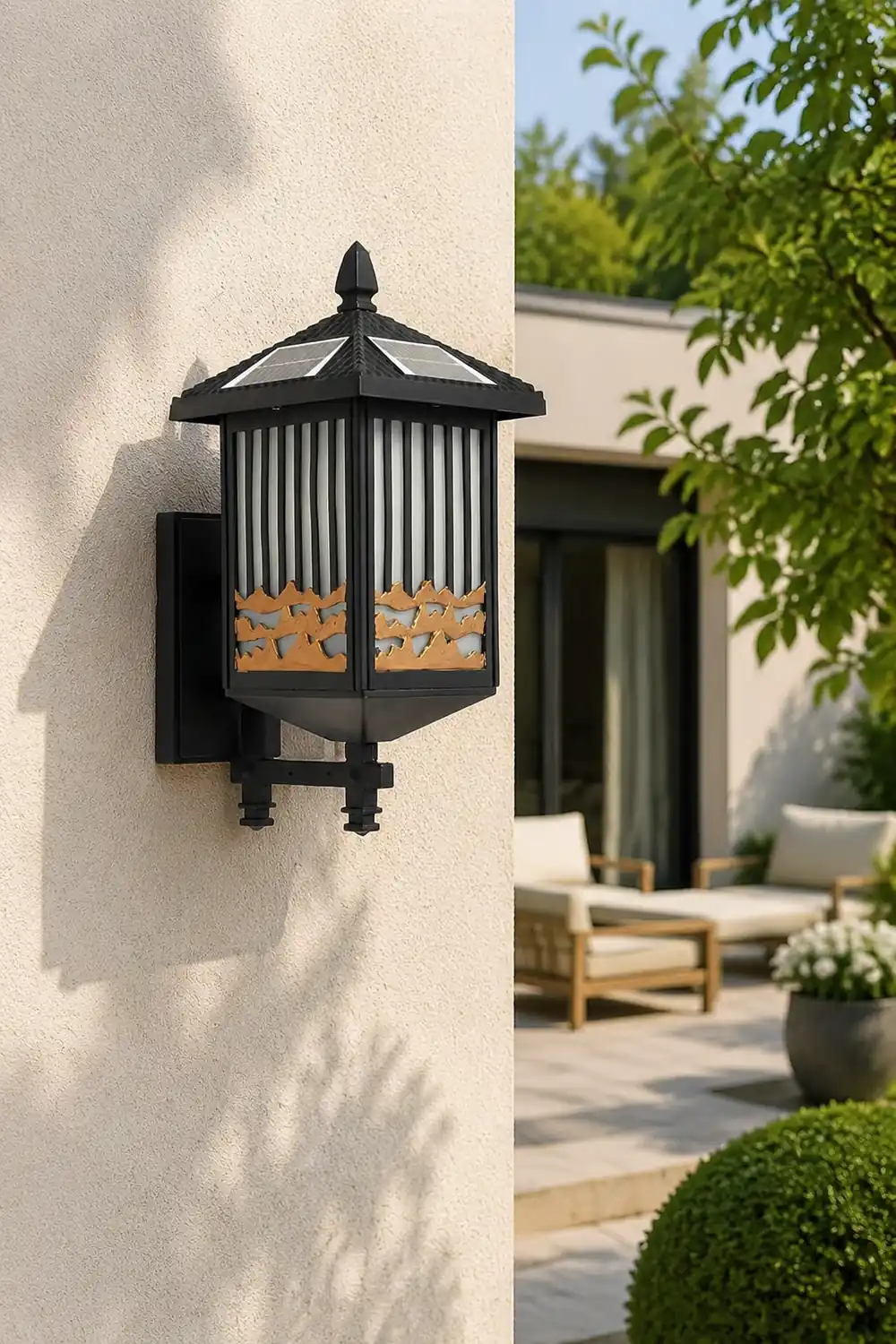 Retro Waterproof LED Black Modern Solar Wall Lights Outdoor Wall Sconce - Lumpaz