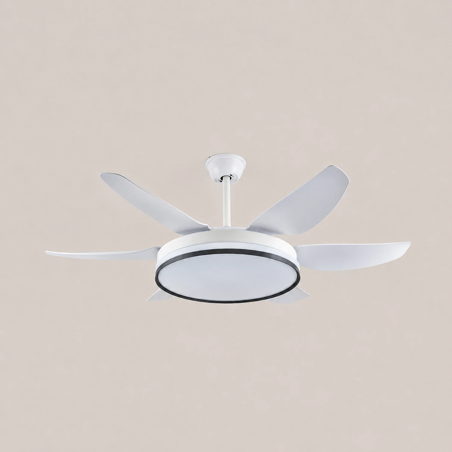 Haydn 6-Blade DC Ceiling Fan with Light, Black & White, 51'' - Lumpaz