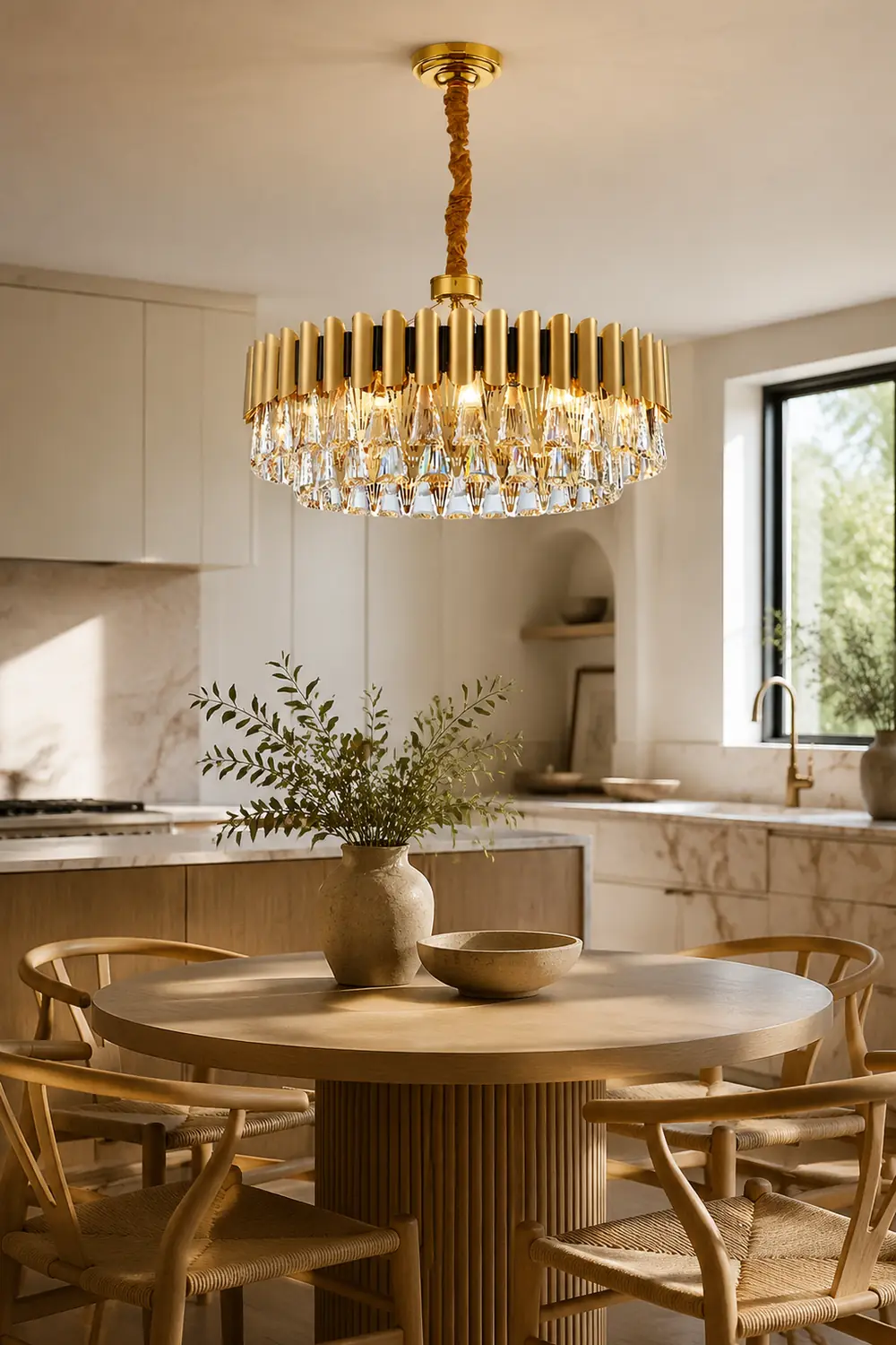 Marilyn Postmodern Nordic Round Gold Crystal Chandelier - Lumpaz