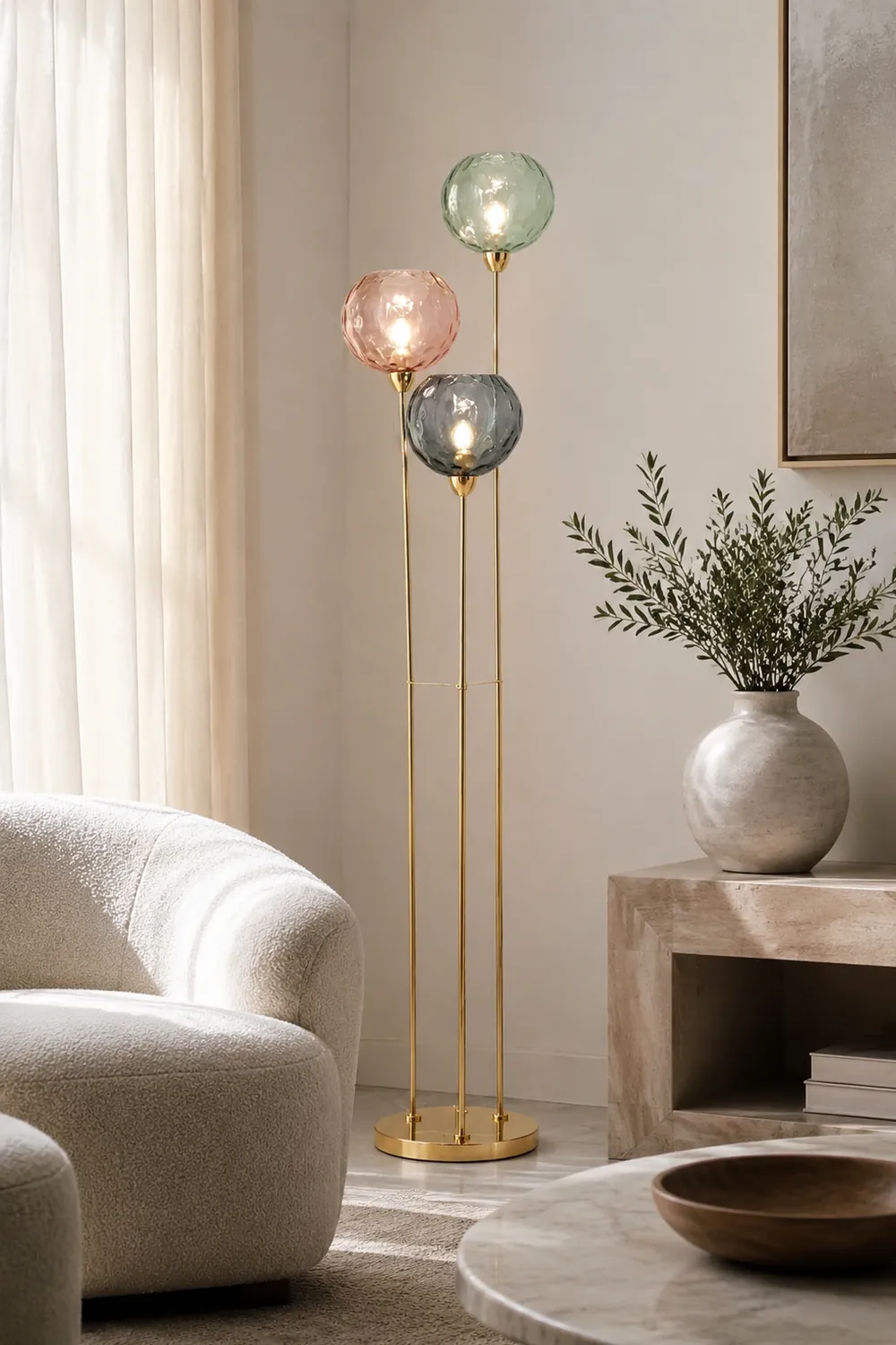 Hailie Designer Bubble Floor Lamp, Metal/Glass - Lumpaz