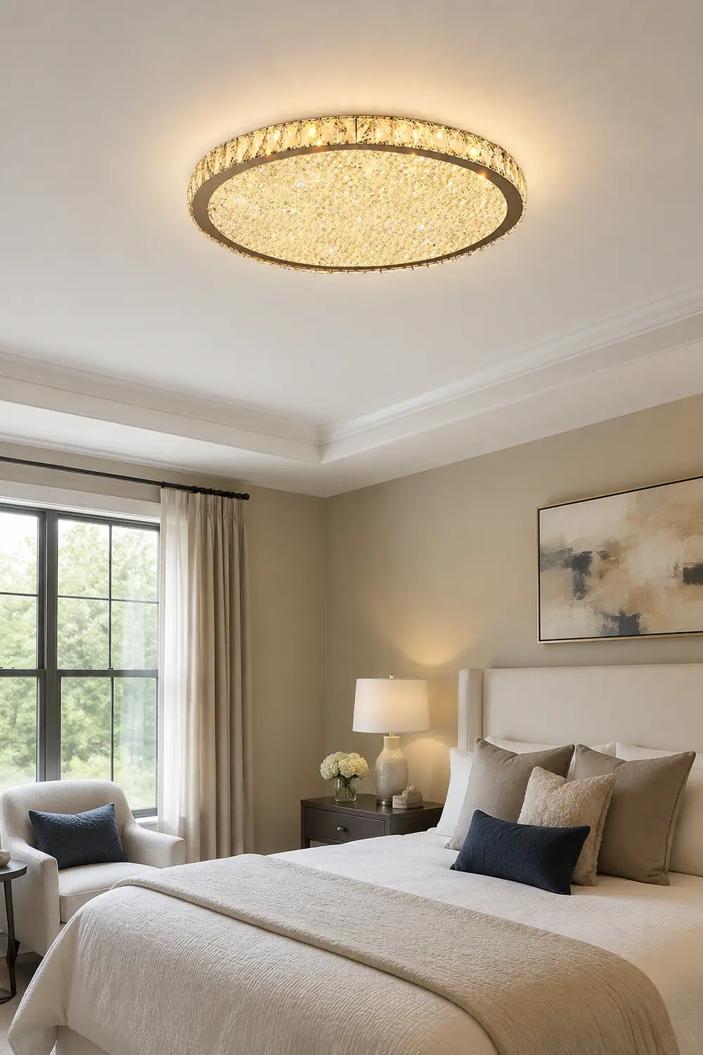 Kristy Round Flush Mount Ceiling Light Clear/Amber Living Room - Lumpaz