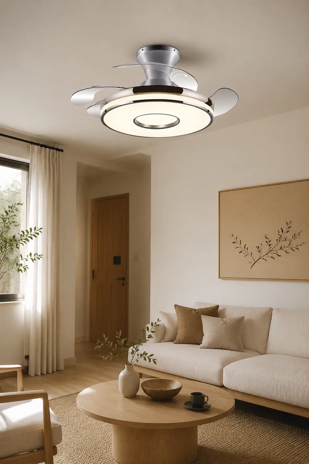Quinn Ceiling Fan with Light, 2 Color, L 35.8"/42.5"/48" - Lumpaz