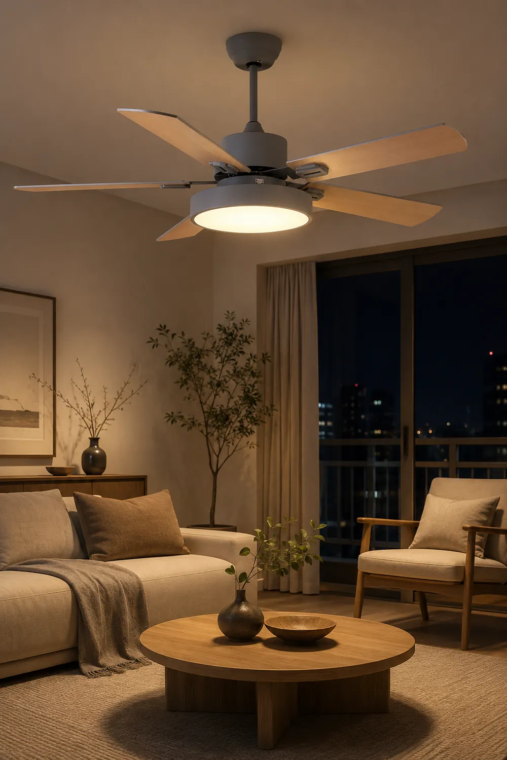 Morandi 5-Blade Ceiling Fan with Light, 4 Color - Lumpaz