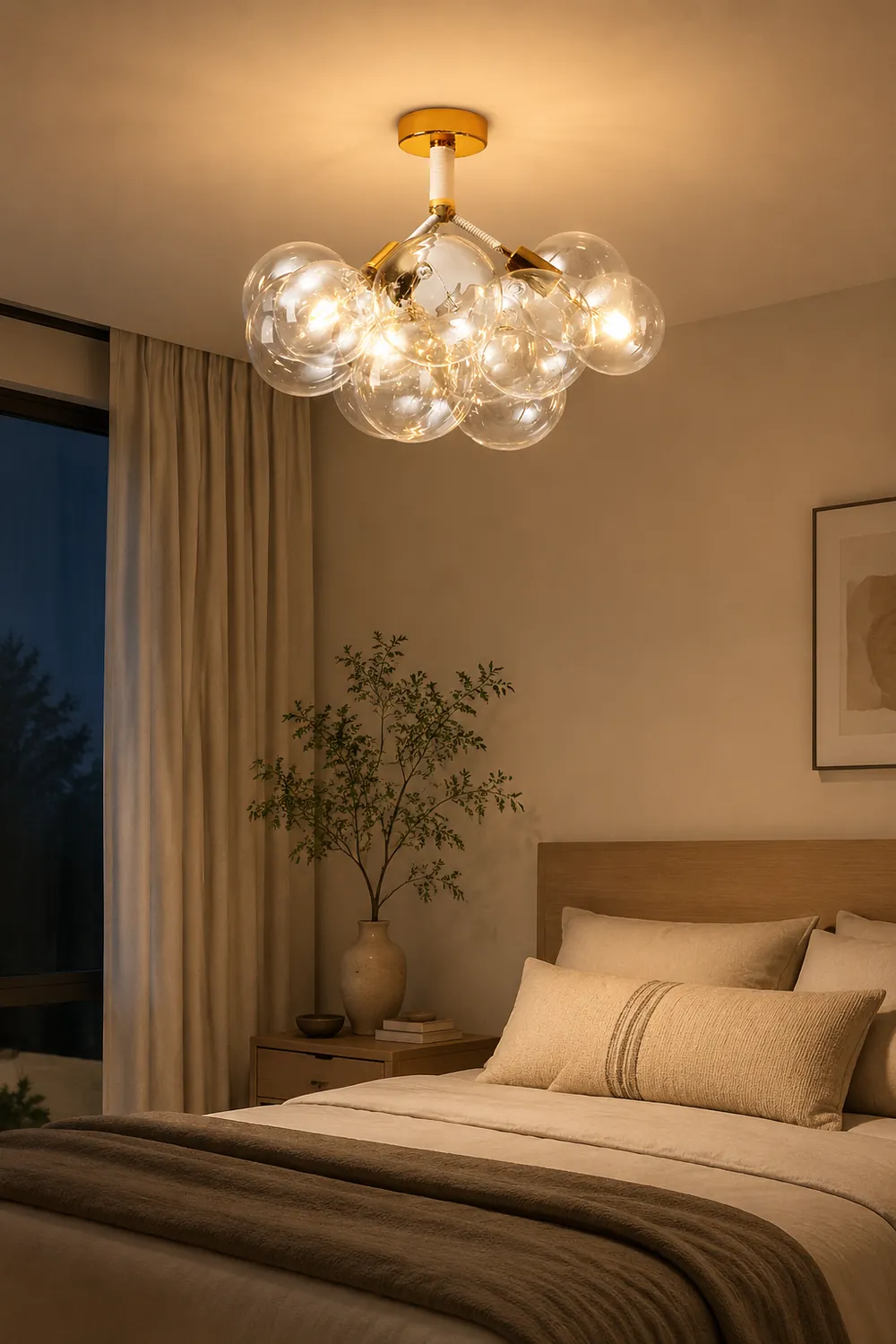 Valentina Modern Multi Globe Acrylic Ceiling Light, Gold/Chrome - Lumpaz