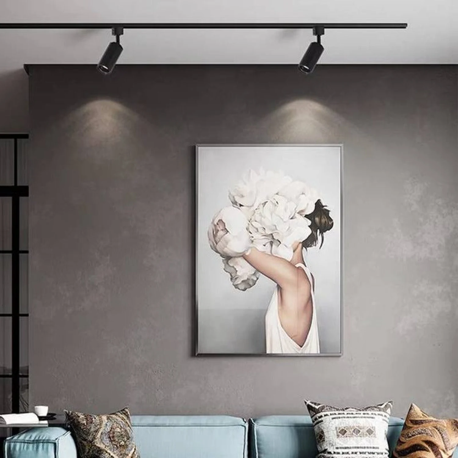 Freja Modern LED Metal Track Spotlight Black/White Living Room - Lumpaz