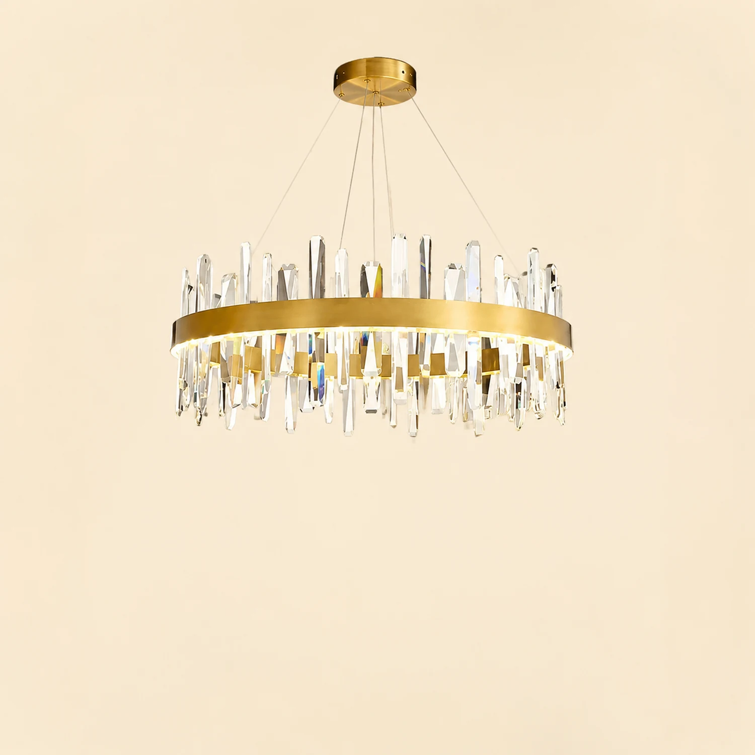 Marylin Modern Crystal Ring Chandelier, Stainless Steel & Crystal - Lumpaz