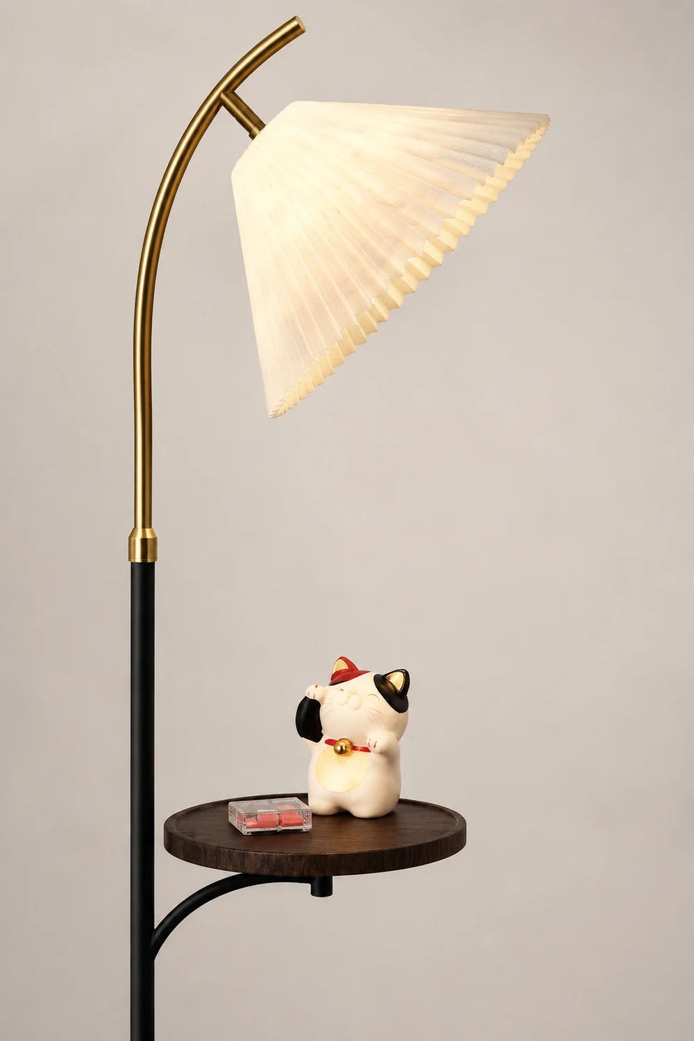Ozawa Modern Pleated Metal Fabric Floor Lamp / Bedside Table, 3 Color - Lumpaz