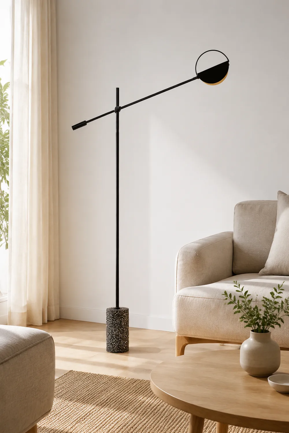 Salgado Nordic Modern Minimalist Floor Lamp, Black/Gold - Lumpaz