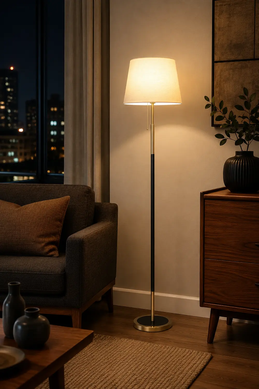Eryn Modern Cylinder Metal Fabric Floor Lamp, 4 Color - Lumpaz
