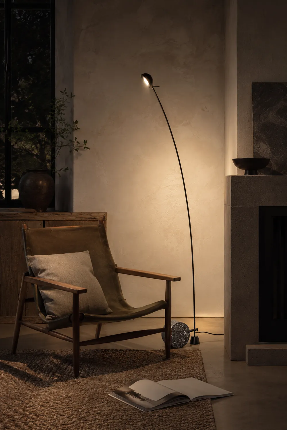 Salgado Nordic Gray Arc LED Floor Lamp, Marble & Metal - Lumpaz