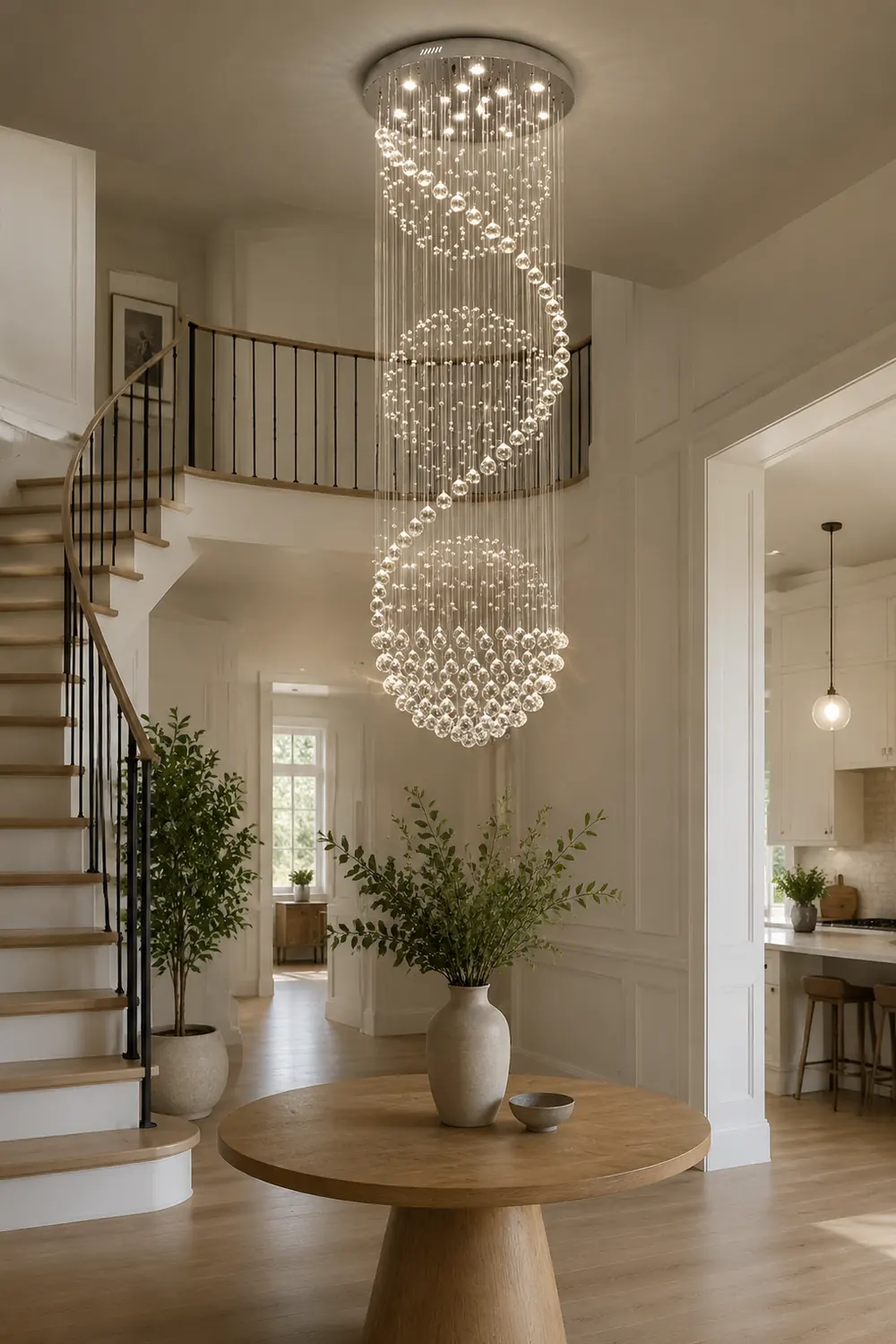 Hailie Luxury Spiral Cascading Crystal Chandelier, Chrome - Lumpaz