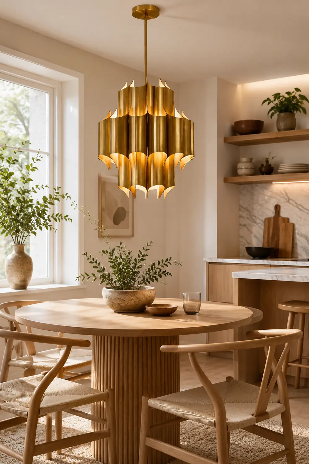 Evette Simple Retro Creative Chandelier Brass Metal Bedroom - Lumpaz