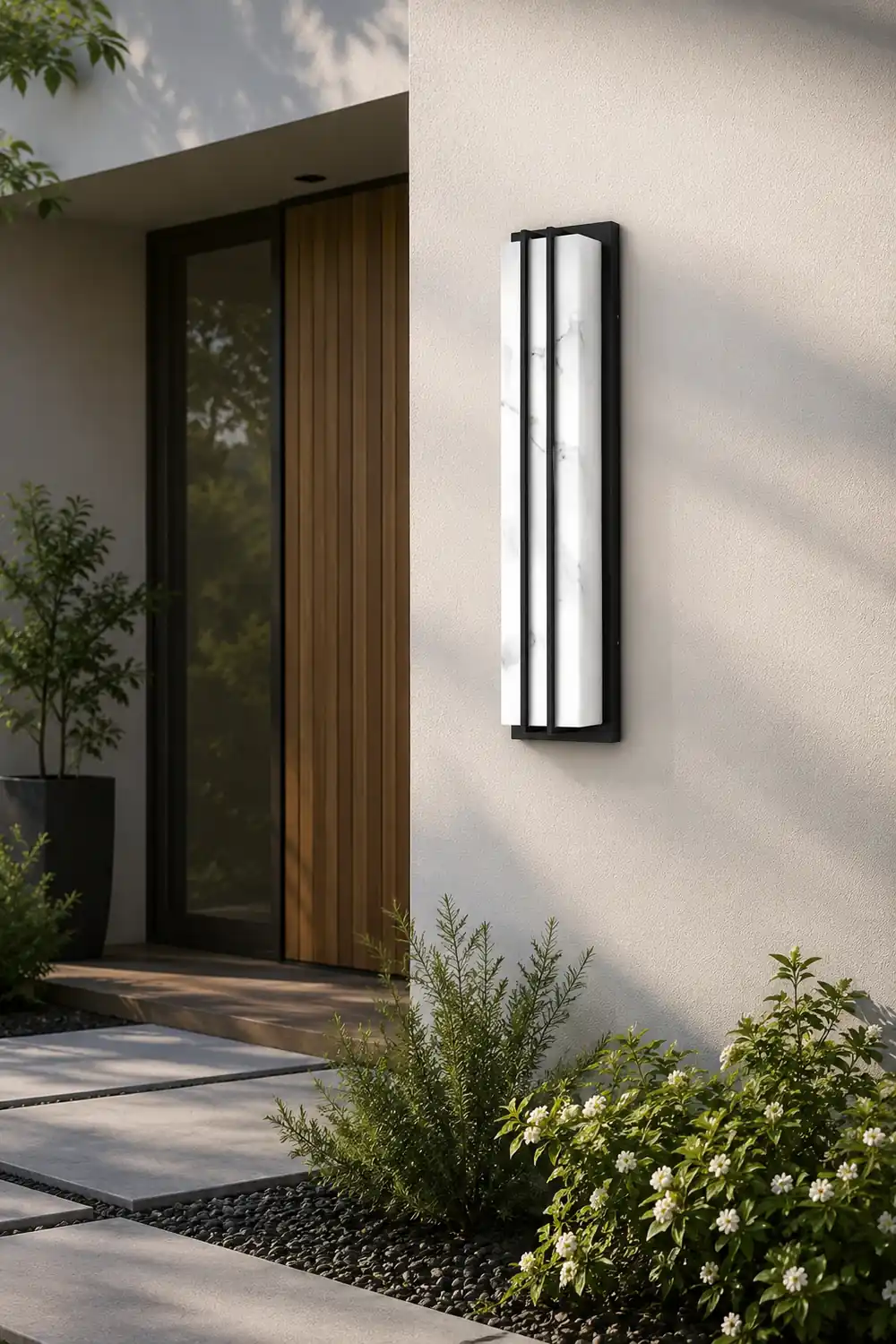 Minimalist Resin Waterproof LED Black Modern Outdoor Wall Light Fixture - Lumpaz