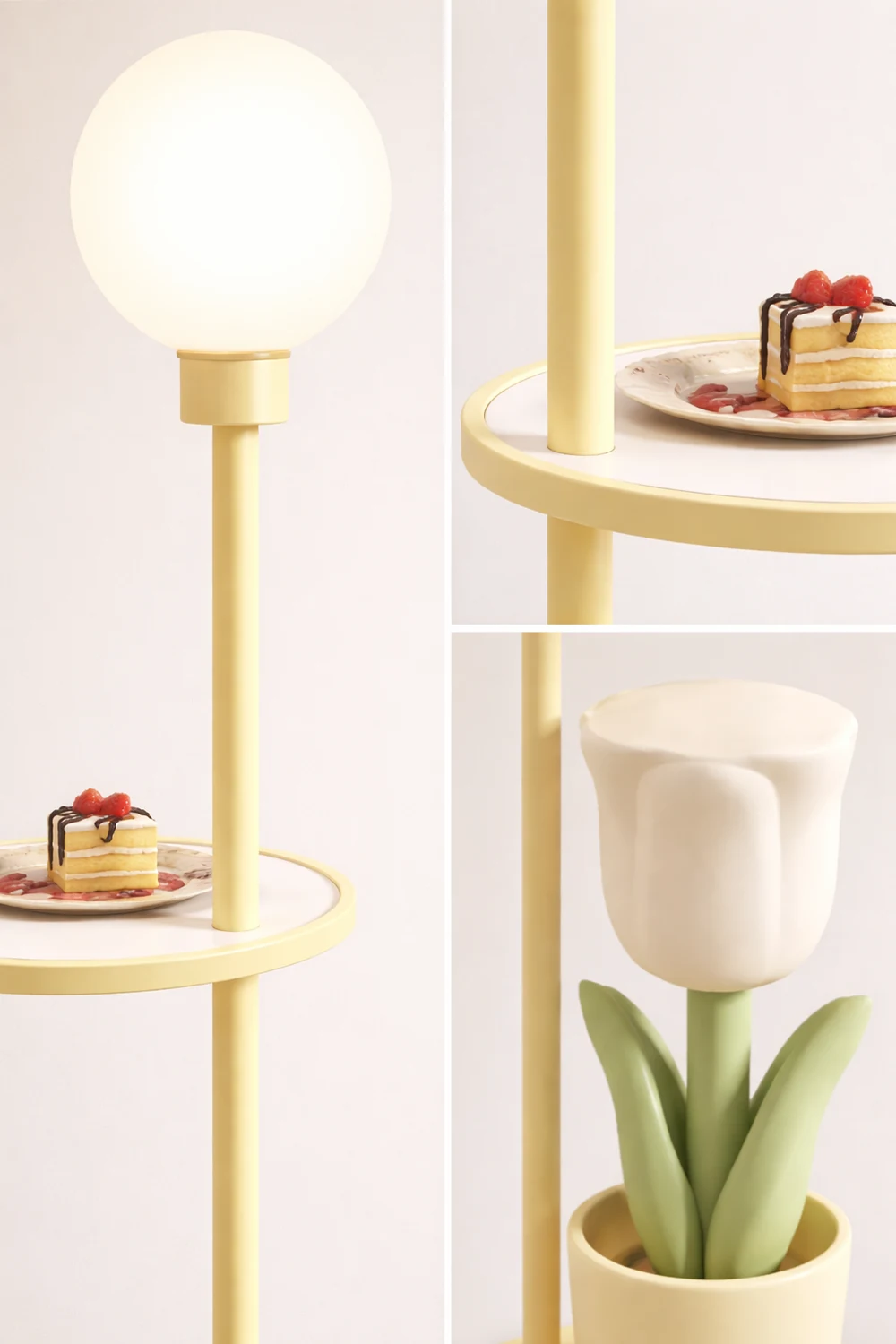 Lily Modern Floor Lamp Pink/Yellow/Purple Metal/Glass Bedroom - Lumpaz