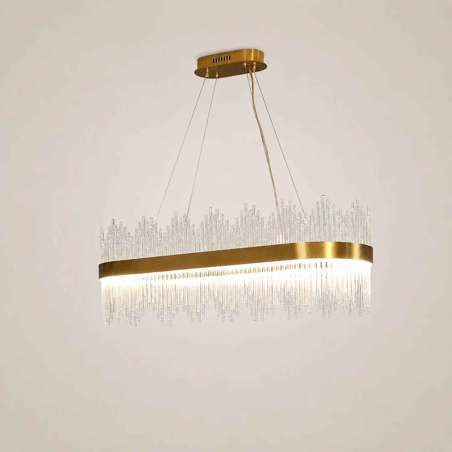 Marilyn Modern Round/Rectangular Chain Chandelier, Gold - Lumpaz
