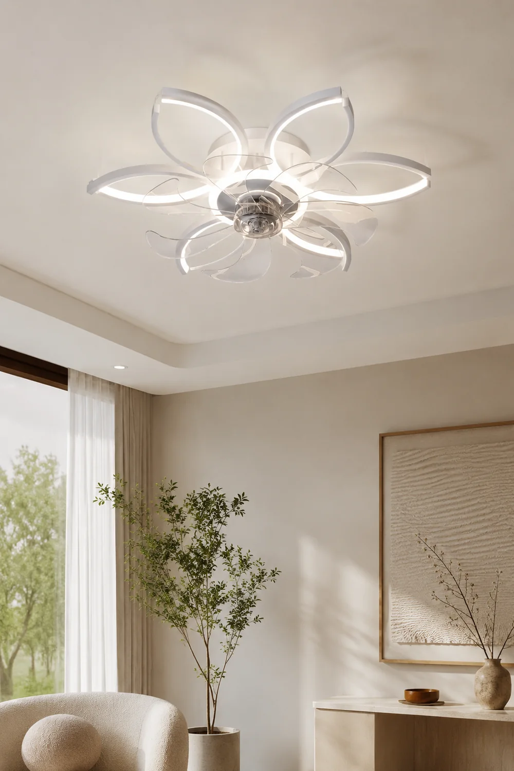 Lacey Ceiling Fan with Light, 4 Style, L 21" Living Room - Lumpaz