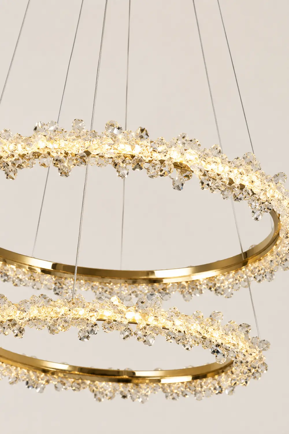 Kristy Pendant Light Ring Luxury, Crystal/Metal, Gold, Bedroom - Lumpaz