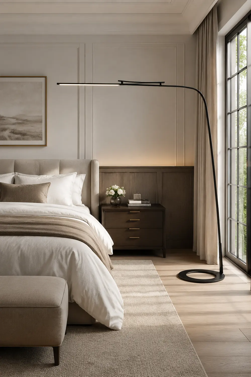 Edge Minimalist Long Linear Metal Floor Lamp, Black - Lumpaz