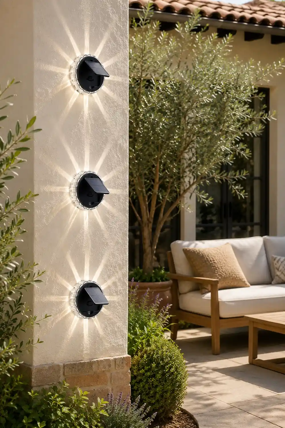 Round 9 LED Solar Petal Wall Light 3 Mode with Remote Outdoor Wall Sconce Lamp Waterproof Wall Mount Lighting - Lumpaz