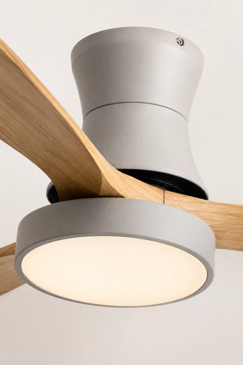 Walters 3-Blade White & Gray Ceiling Fan with Light, Metal & Wood, DIA 52'' - Lumpaz