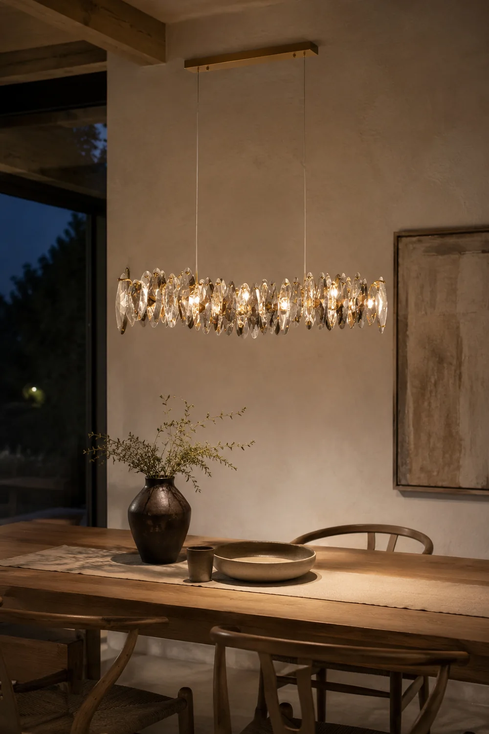 Ophelia luxurious Elliptical Glass/Metal Pendant Light Gold - Lumpaz